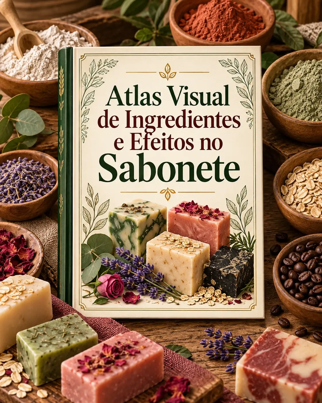 Mockup do bônus Atlas Visual de Ingredientes e Efeitos no Sabonete.